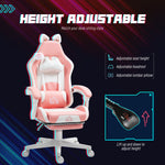 Cute Racing, Faux Leather Gaming Chair with Footrest, Headrest and Lumbar Support, Pink