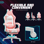 Cute Racing, Faux Leather Gaming Chair with Footrest, Headrest and Lumbar Support, Pink