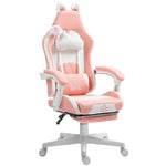 Cute Racing, Faux Leather Gaming Chair with Footrest, Headrest and Lumbar Support, Pink